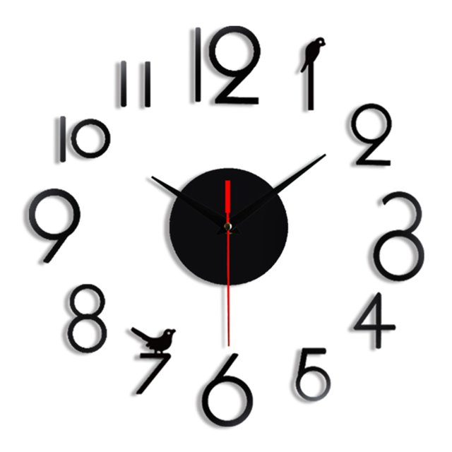 3D Frameless Wall Clock, Silent Diy Wall Clock Number Wall Stickers Home Decor