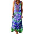 thumbnail image 1 of Innerwin Robe Longue à Col en V pour Femmes, Robe d'Été de Plage, Boîte de Nuit, Teinture sur Nœuds, Bohème, Maxi, Bleu, P, 1 of 2
