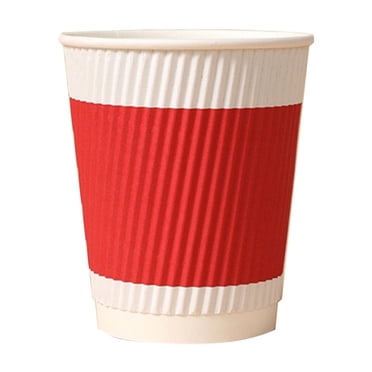 Paper Coffee Cups,Coffee Cup Set 20 Piece Set Red Striped Disposable Paper Cups Corrugated Heat Insulating and Scalding Proof Coffee Cups Hot Drink Cups Disposable Coffee Cups