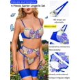thumbnail image 2 of ORUYROP Floral Embroidered, Underwire, G-String, Garter Belt, 4 Pieces Lingerie, 2 of 7