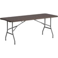 thumbnail image 1 of FDW 6 FT Outdoor Dining Table, Portable Plastic Table with Carrying Handle Perfect for Indoor, Outdoor, Party, Dining, Wedding, Events, Camping, Brown, 1 of 7