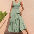 thumbnail image 2 of Penkiiy Robe Maxi d'Été Décontractée pour Femme, Fluide, à Volants, Bohème, Longue, m Vert, 2 of 6