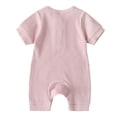thumbnail image 4 of AherBiu Newborn Onesie Short Sleeve Jumpsuit Baby Clothes Ribbed Button Crewneck Summer Short Rompers Overalls, 4 of 7