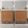 thumbnail image 2 of [Video]59.8" Bathroom Vanity Combo with Ceramic Sink, Traditional American Style, Wooden Legs, MDF Structure, Soft-Close Doors with Adjustable U-Shaped Shelf, Plastic Feet Pads, 2 of 26
