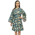 thumbnail image 1 of Bimba Kimono Court à Imprimé Feuilles pour Femme, Robe de Nuit de Mariée/mariage, Wrap-18, 1 of 9