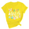 thumbnail image 1 of Pxiakgy Liquidation! T-Shirts de Pâques pour Femmes T-Shirt Lapin Heureux Col Rond Tee-Shirt Graphique Œuf de Pâques Hauts Graphiques de Vacances Mode Col Rond Imprimé de Pâques Manches Courtes T-Shirt Jaune 3TG, 1 of 5
