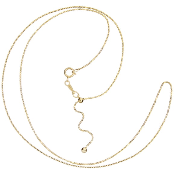 14K Yellow Gold Filled Box Link Chain Necklace | Adjustable 22 Inch Length | .85mm Thick