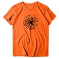 thumbnail image 4 of Chemises pour Femmes Manches Courtes Imprimé Tee Ample Décontracté Col Rond Blouse Hauts d'Été pour Femmes Orange L, 4 of 5