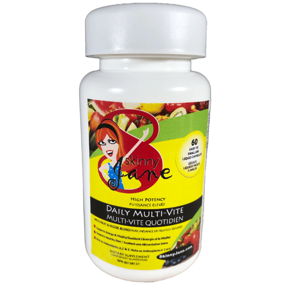 Skinny Jane Daily Multivitamin - Supports Energy, Metabolism, Dieting - Wellness Formula with Fruit & Veggie Blend - 60 Easy-to-Swallow Liquid Capsules