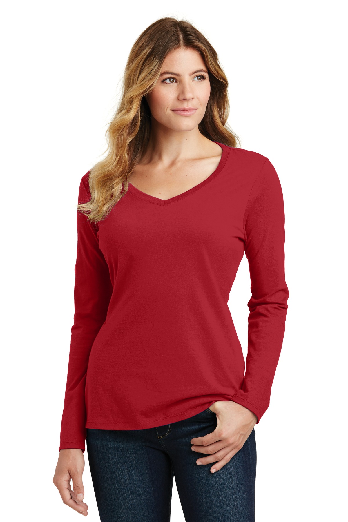 Port & Company ® Ladies Long Sleeve Fan Favorite V-Neck Tee. Lpc450vls L Team Cardinal