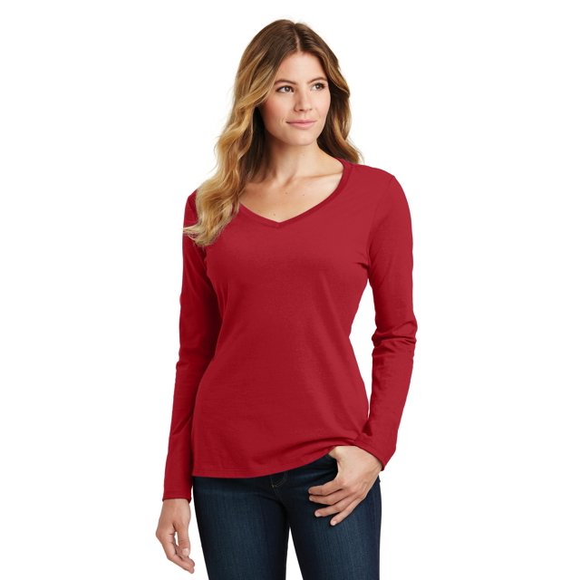 Port & Company ® Ladies Long Sleeve Fan Favorite V-Neck Tee. Lpc450vls L Team Cardinal