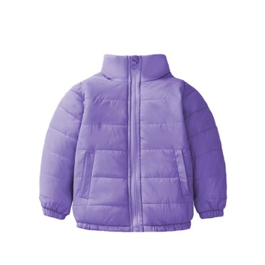 Zanarzt Baby Winter Fleece Coat Children's Versatile Lightweight Colorful Cotton Jacket with Pockets Warm Stand Warm Cotton Jacket Purple,8-9 Years