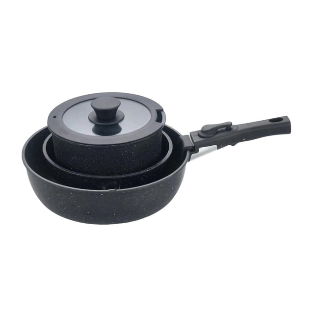 simhoa Kitchen Cookware Set Pots and Pans Set Sturdy Easy to Clean Non Sticky Detachable Handle for Picnic Hiking Restaurant Camping