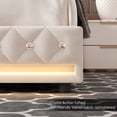 thumbnail image 2 of Homfa King Size LED Bed Frame with 4 Storage Drawers, Modern Wingback Crystal Button Tufted Upholstered Platform Bed Frame with Outlets and USB Ports & Display Platform, Beige, 2 of 8