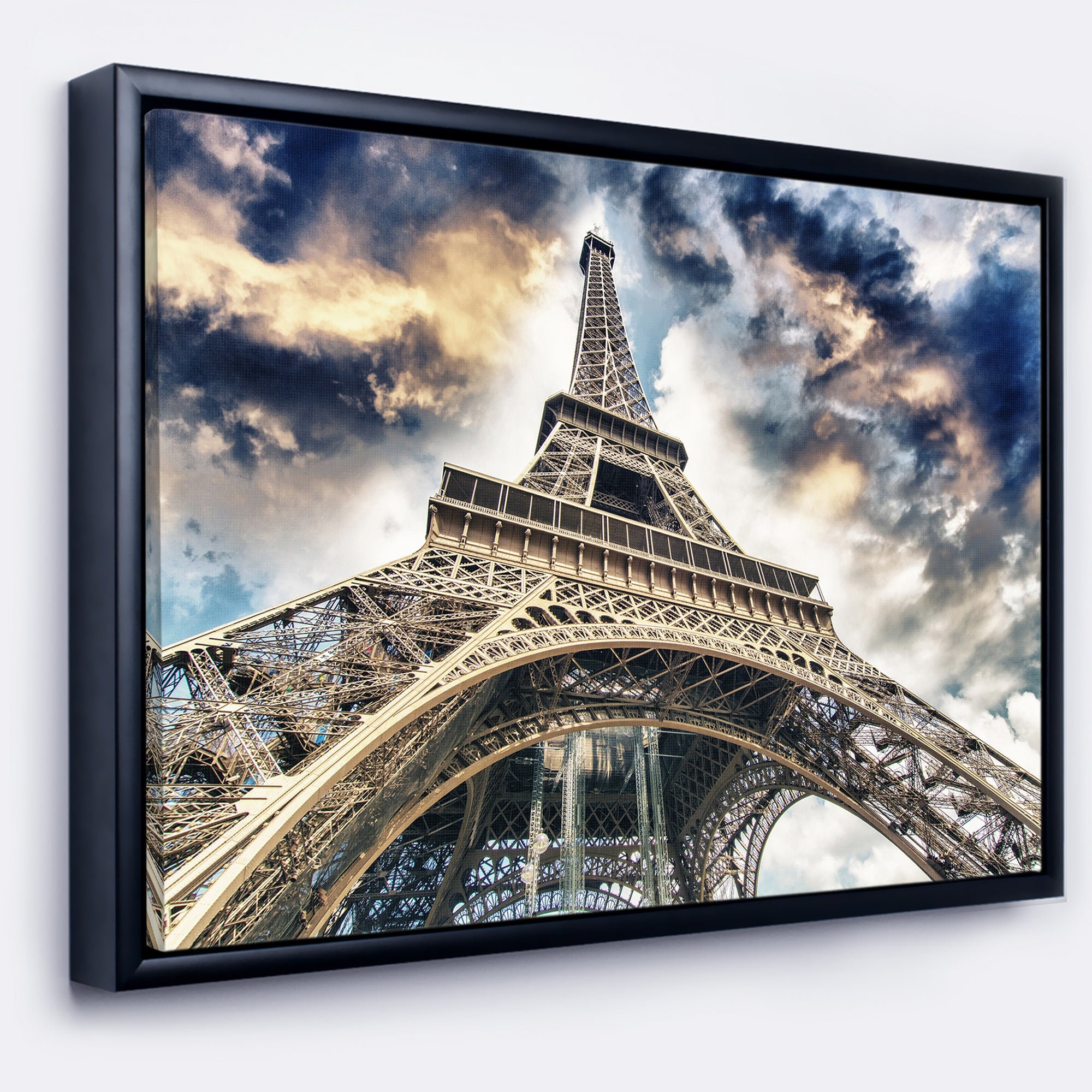 Design Art La Vue De La Tour Eiffel De Paris Du  Sol  Sur Toile Encadrée