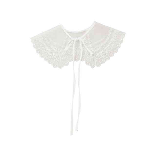INSPIRE CHIC Faux Col Détachable, Mini Col Cape à Broderie Semi-Transparente avec Volants pour Blouse Blanc-3