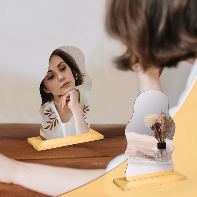 KITTEHIGM Fashion Irregular Acrylic Mirror Desktop Desktop Makeup Mirror Deals #76