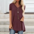 thumbnail image 1 of TIMIFIS T-Shirt à Manches Courtes à Col en V Imprimé Floral pour Femme, Tunique Décontractée Fluide Plissée, Hauts Blouse, 1 of 5