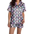 thumbnail image 1 of GDREDA Ensemble de Vêtements de Nuit Coupe Ample Ensemble de pyjamas pour Femmes Pâques Mignon Imprimé Chemise à Manches Courtes Boutonnée Ensemble de Pyjama Shorts pyjamas Femmes Ensembles de Pyjama pyjamas Noir,P, 1 of 5