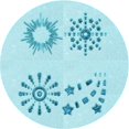 thumbnail image 1 of Ahgly Company Tapis Rond Lavable en Machine Intérieur Transitionnel Bleu Diamant Bleu, 3 Pieds Rond, 1 of 7
