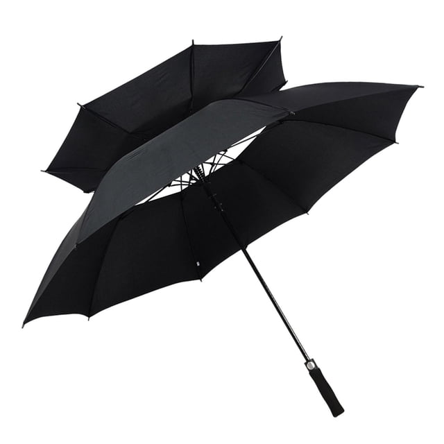 S SERENABLE Golf Umbrella Double Canopy Vented Umbrella Large Waterproof Sturdy Auto Open Black