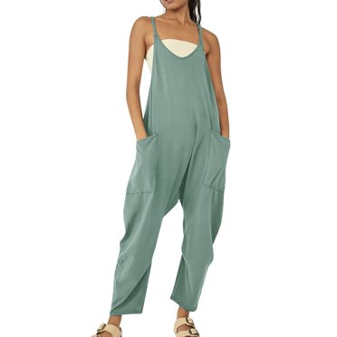 B91xZ Salopettes pour Femmes Combinaison Décontractée Bretelles Réglables Pantalon Large avec Poches,GN1 L