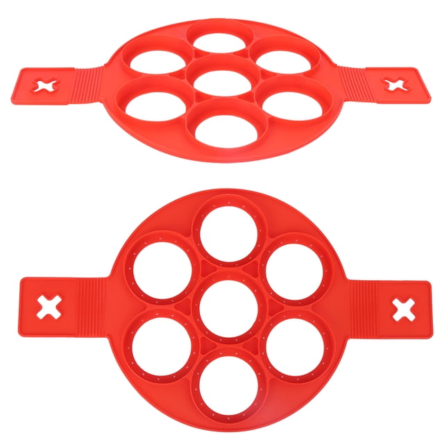 2Pcs Silicone Non-Stick Egg Pancake Making Round Mold Reusable DIY Kitchen Baking Cooking Tool Flip Pan Pancake Bite Mould