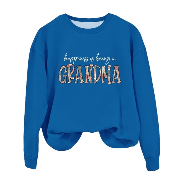 GZWYHT Grande Vente! Chandails à Capuchon pour Femmes, Chandails à Capuchon Graphiques, Chandail de Grand-Maman pour Femmes Automne Chandails à Col Rond Sans Capuchon le Bonheur, C'est d'Être une Grand-Maman, Tenues d'Automne, Vêtements d'Automne Bleu P