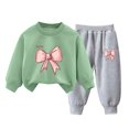 thumbnail image 2 of Pisexur Ensemble 2 Pcs pour Bébé Filles Garçons Automne Hiver Mode Décontractée Polaire Manches Longues Col Rond Chandails en Molleton et Pantalons Vêtements de Détente Imprimé Mignon Ensemble de Survêtement pour Enfants 3-8 Ans, 2 of 4
