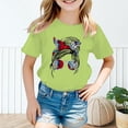 thumbnail image 2 of LUOGENLI T-Shirt pour Filles Enfant Filles Mignon Imprimé Graphique Col Rond Manche Courte Tee Été Décontracté T-Shirt Maxi Chemises pour Filles Vert Clair 3-4 Ans, 2 of 5