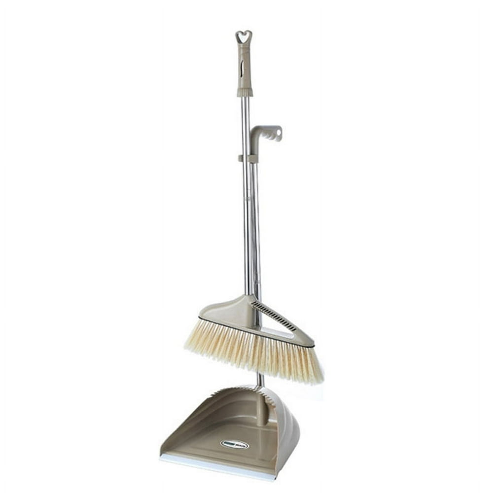 Broom and Dustpan Set Standing Upright Dust Pan with Long Handle Ideal for Dog Cat Pets Home Use
