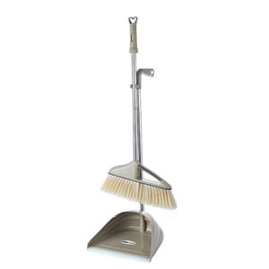 Broom and Dustpan Set Standing Upright Dust Pan with Long Handle Ideal for Dog Cat Pets Home Use