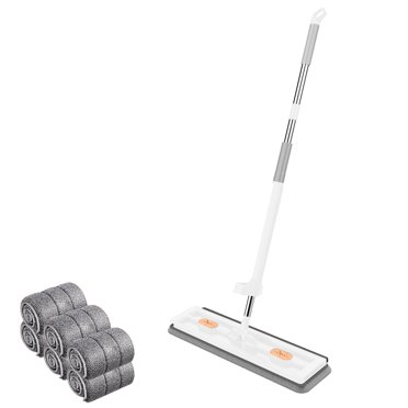 RXIRUCGD Microfiber Mop Floor Cleaning System, Flat Mop with Stainless Steel Handle, 6 Reusable Washable Mop Pads, Wet and Dust Mopping for Hardwood,, Laminate, Tile Cleaning
