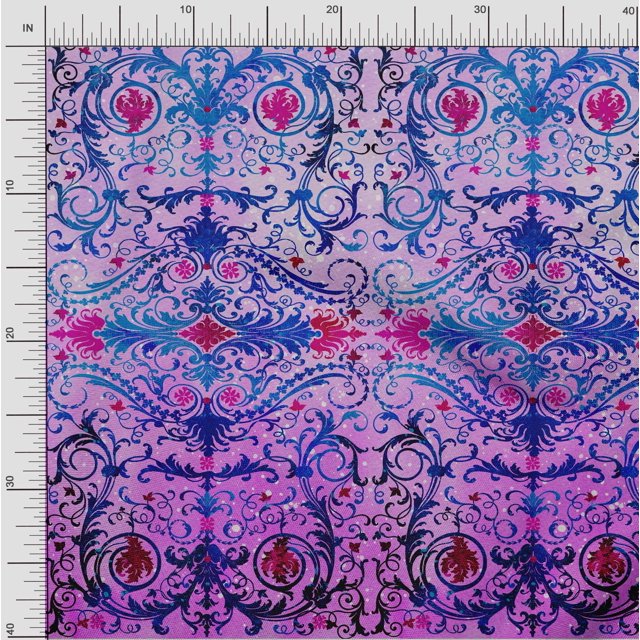 oneOone Viscose Chiffon Fabric Dot|Swirl & Floral Panel Print Sewing Fabric BTY 42 Inch Wide