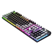 Bdday Gaming Keyboard USB Wired Floating Keyboard Ergonomic Water Mechanical Feeling Keyboard -Slim LED Backlit Keyboard For Desktop