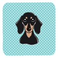 thumbnail image 1 of 3.5 x 3.5 In. Checkerboard Blue Smooth Black And Tan Dachshund Foam Coasters, Set Of 4, 1 of 1