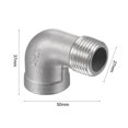 thumbnail image 3 of Unique Bargains 1/2 NPT Male to Female Thread Elbow Pipe Fitting 304 Stainless Steel 2 Count, 3 of 5