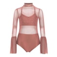 thumbnail image 2 of TSSOE Kids Girls Sparkly Rhinestone Dance Leotard Sheer Mesh Patchwork Bodysuit for Gymnastics Tumbling Dusty Pink 8, 2 of 4