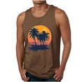 thumbnail image 3 of Sentmoon Débardeur Musculaire pour Homme Été Sans Manches Col Rond Gilet pour Homme Imprimé Tropical Coupe Décontractée Grande Taille Chandails Évacuant l'Humidité Vacances pour Courir par Temps Chaud Brun TTTG, 3 of 6