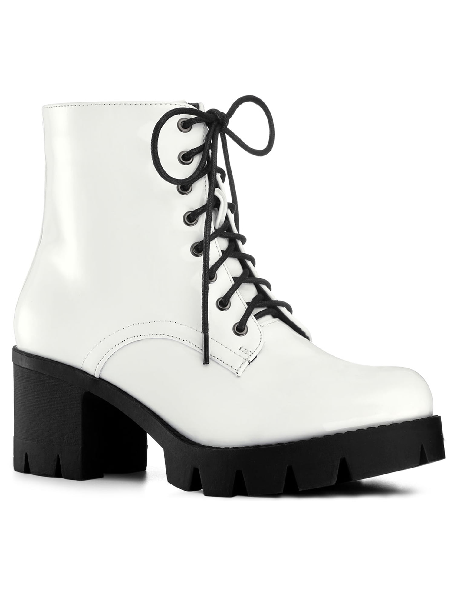 Unique Bargains Women's Platform Chunky Heels Combat Boots