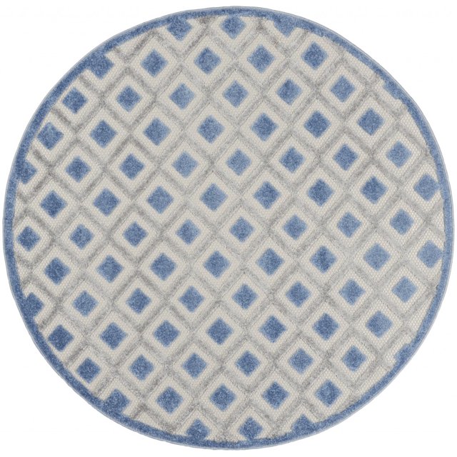 homeroots home decor 385154 Tapis Rond de 5 Pieds Bleu et Gris pour Intérieur et Extérieur