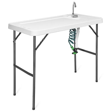Costway Folding Fish Table Hunting Cleaning Cutting Camping Sink Faucet w/ Sprayer