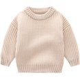 thumbnail image 1 of Toddler Baby Boys Girls Knit Sweater Solid Oversized Crewneck Sweaters Pullover Sweatshirt Tops Fall Winter Clothes, 1 of 4