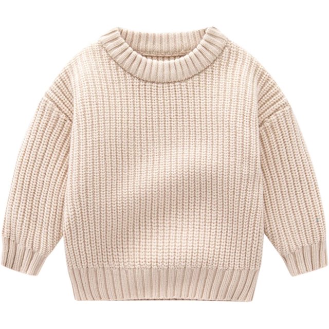 Toddler Baby Boys Girls Knit Sweater Solid Oversized Crewneck Sweaters Pullover Sweatshirt Tops Fall Winter Clothes