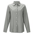 thumbnail image 4 of RXIRUCGD Blouse Chemise Décontractée pour Femme à Manches Longues, Col Rabattu, Couleur Unie, Hauts, Cardigan à Simple Boutonnage, Blouse avec Poches, Gris, Taille : TG, 4 of 8