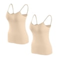 thumbnail image 1 of Timegard Camisoles pour Femmes 2 Pcs avec Soutien-Gorge Intégré Col Rond Bretelles Spaghetti Ajustées Douces Maillots de Corps Décontractés Hauts de Pyjama, 1 of 4