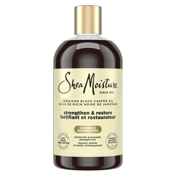 SheaMoisture Shampoo Strengthen & Restore for Damaged Hair Black Castor Oil, 384 ml