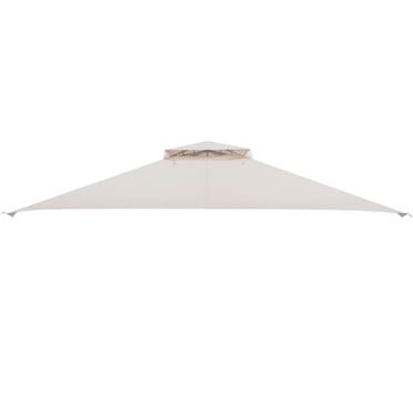 Gymax Abri de Terrasse 10 Pieds x 12 Pieds CPAI-84 Gazebo Toit à Deux Niveaux Beige