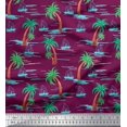 thumbnail image 1 of Soimoi Poly Georgette Fabric Palm Tree & Sailboat Beach Print Fabric by The Yard 42 Inch Wide, 1 of 3