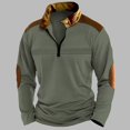 thumbnail image 2 of Mens Autumn Winter Folded Long Sleeve Sweatshirt Standing Collar Zip Flya Way Hoodless Sweatshirt Top, 2 of 4